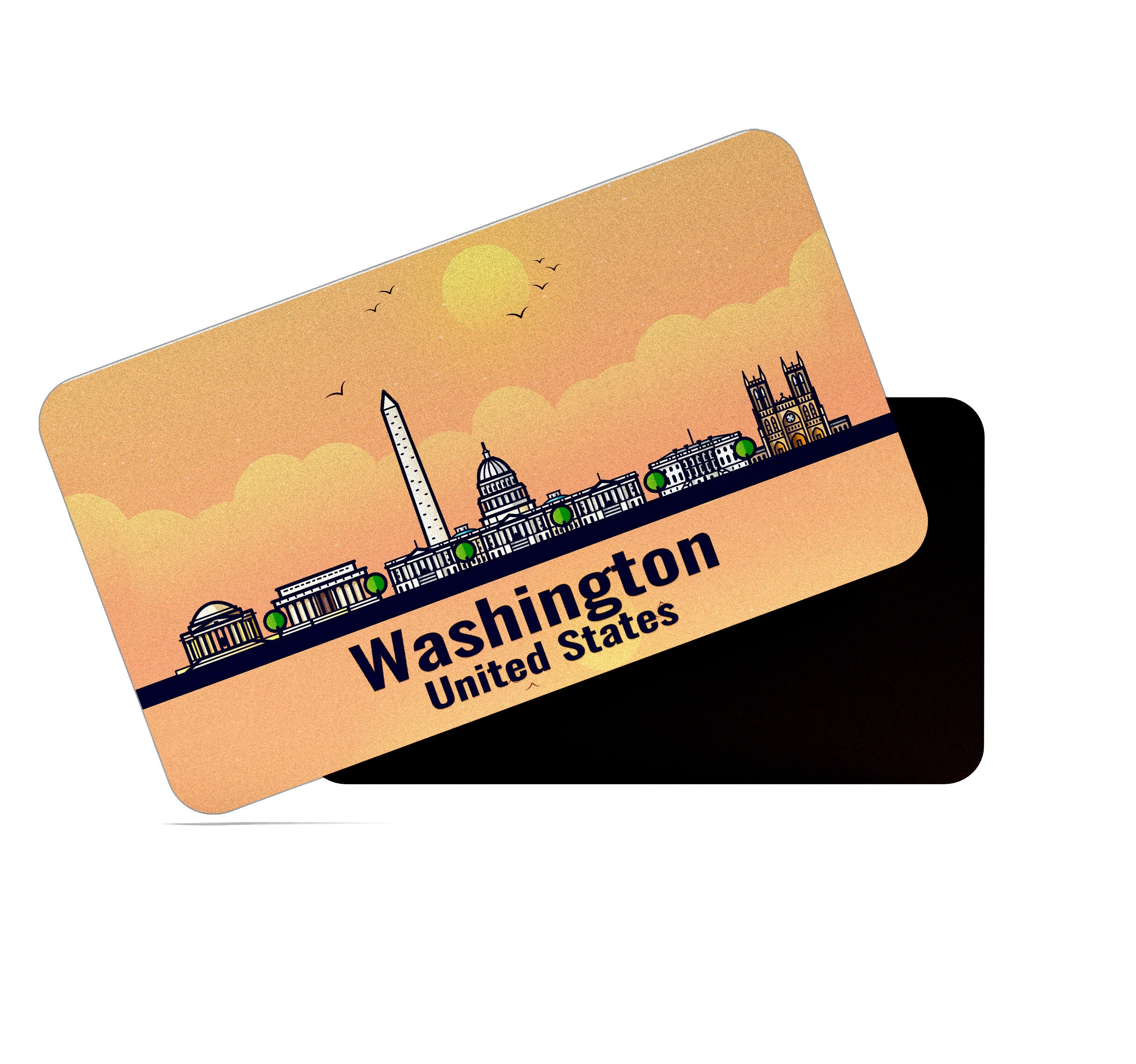 dhcrafts Rectangular Fridge Magnet Orange United States Washington Design Pack of 1 (8.6cm x 5.4cm)